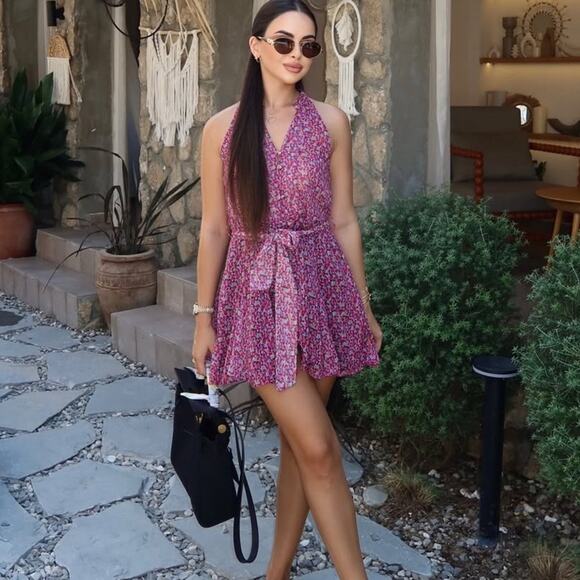 ZARA BLOGGER FAVORITE FLORAL PRINT MINI DRESS - Picture 1 of 14